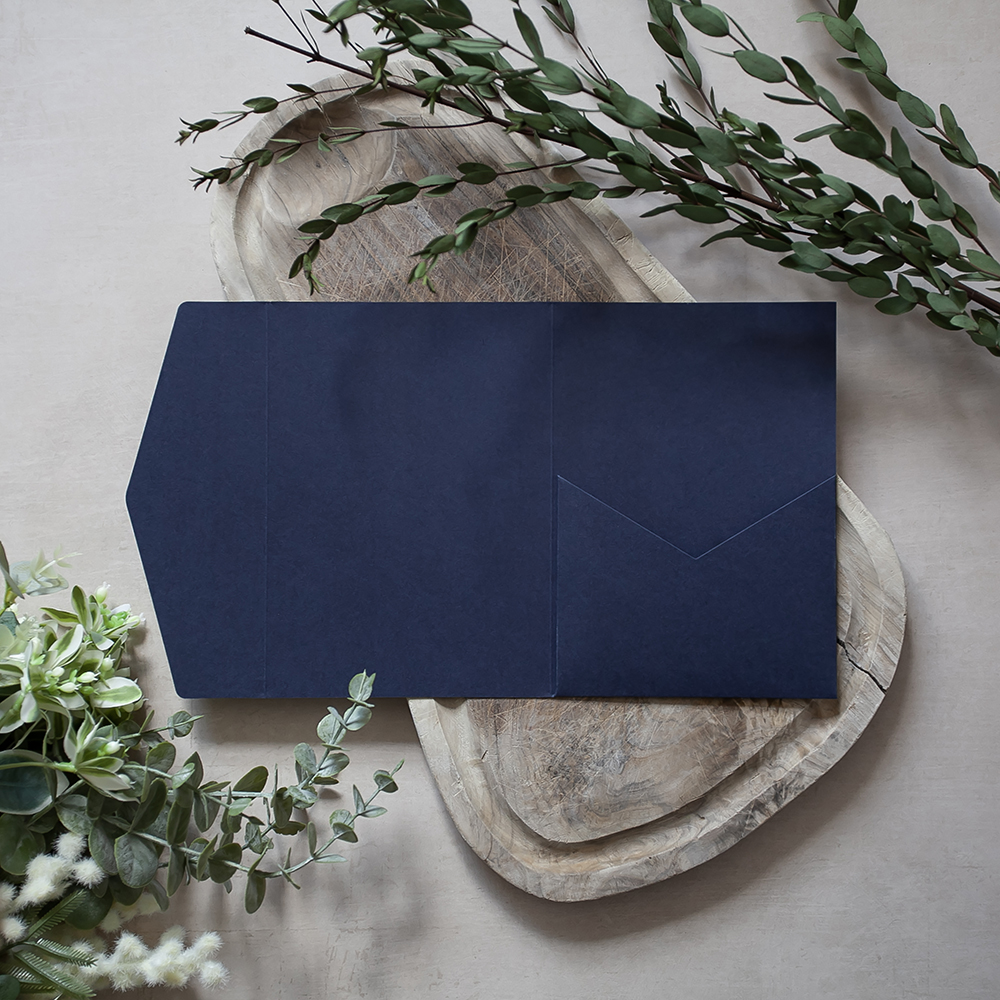 DIY Navy Blue Pocketfold Envelopes 5x7" Vintage Prints